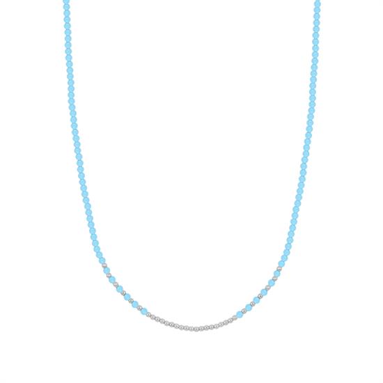 COLLANA PALLINI 2MM E PASTA DI TURCHESE 2MM ARGENTO 925°/°°