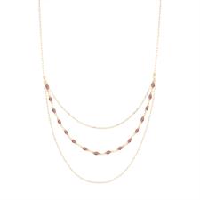 COLLANA TRE FILI CATENE E PIETRE OVALINE IN ARGENTO 925°/°°
