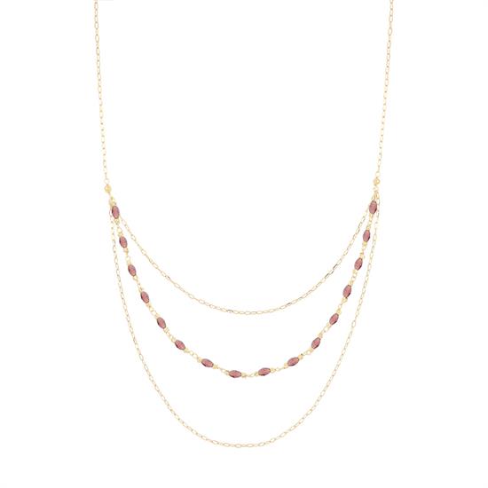 COLLANA TRE FILI CATENE E PIETRE OVALINE IN ARGENTO 925°/°°