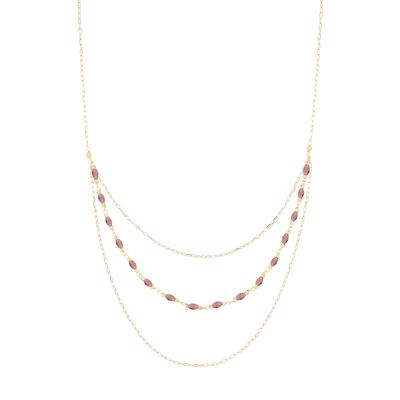 COLLANA TRE FILI CATENE E PIETRE OVALINE IN ARGENTO 925°/°°