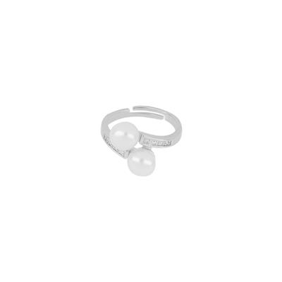 ANELLO CONTRARIE CON PERLE COLTIVATE E ZIRCONI IN ARGENTO 925°/°°