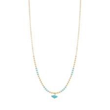 COLLANA PALLINI E SMALTO CON PIETRA TURC. IN ARGENTO 925 °/°°