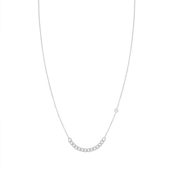 COLLANA GRUMETTINA SCHIACCIATA E ZIRCONI IN ARGENTO 925°/°°