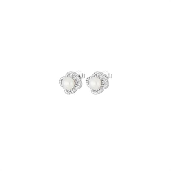 ORECCHINO QUADRIFOGLIO CON PERLA COLTIVATA IN ARGENTO 925°/°°
