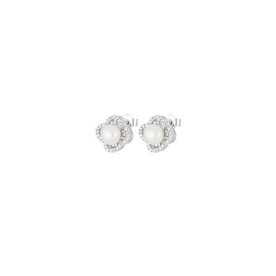 ORECCHINO QUADRIFOGLIO CON PERLA COLTIVATA IN ARGENTO 925°/°°