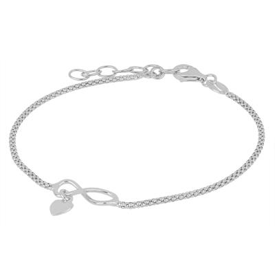 BRACCIALE POP CORN INFINITO CON CUORE PENDENTE IN ARGENTO 925°/°°