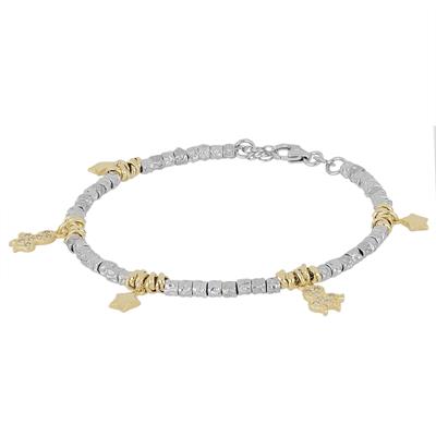 BRACCIALE RODIO PEPITE POLIPO STELLE PAVE ARGENTO 925°/°°