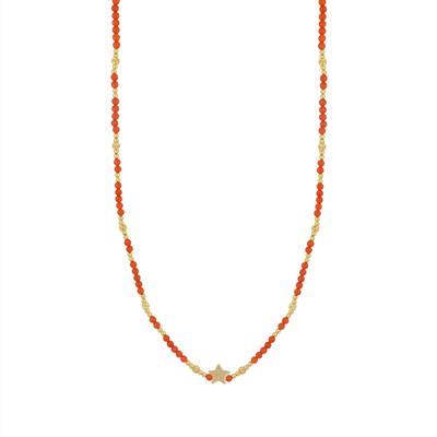 COLLANA CON STELLA E CORALLO MM2 IN ARGENTO 925°/°°