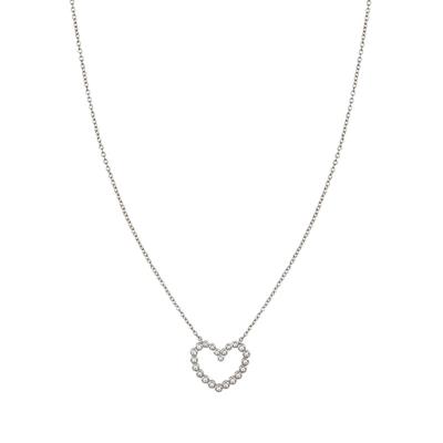 COLLANA CUORE PALLINATO ZIRCONI IN ARGENTO 925°/°°