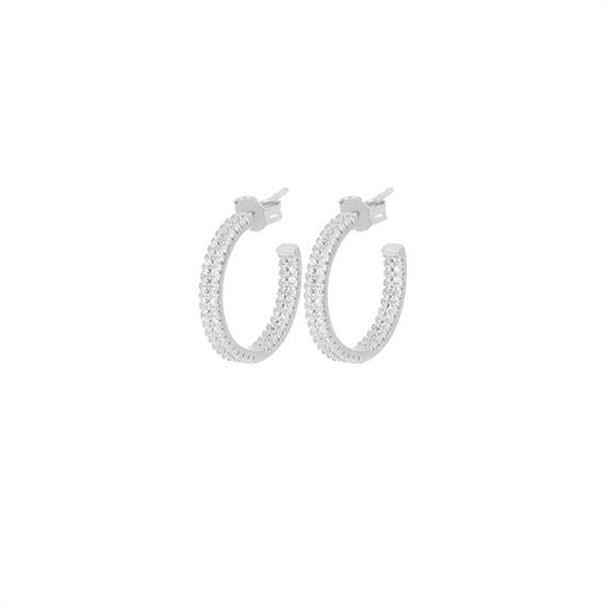 ORECCHIN CREOLA 20MM ZIRCONI IN ARGENTO 925°/°°