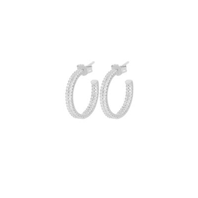 ORECCHIN CREOLA 20MM ZIRCONI IN ARGENTO 925°/°°