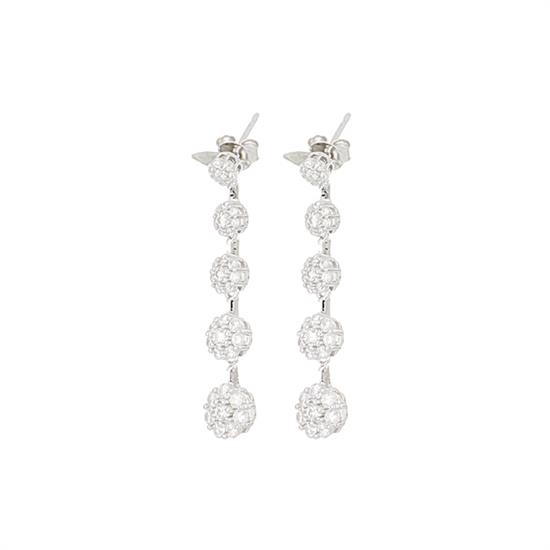 ORECCHINO CINQUE FIORI ZIRCONATI PENDENTI IN ARGENTO 925°/°°