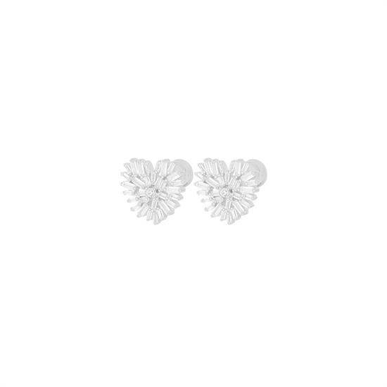 ORECCHINO LOBO CUORE ZIRCONI BAGUETTE BIANCHI IN ARGENTO 925°/°°