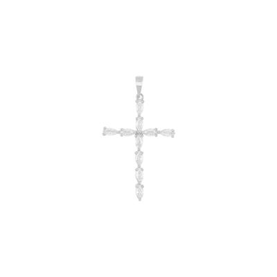 PENDENTE CROCE ZIRCONI OVALI IN ARGENTO 925°/°°