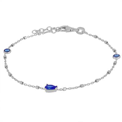 BRACCIALE CATENA CUBOTTI ZIRCONI TONDI E OVALI IN ARGENTO 925°/°°