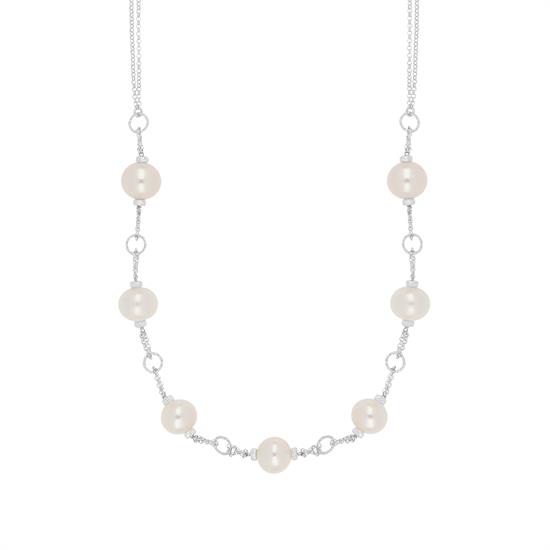 COLLANA GIROCOLLO E PERLE DI FIUME IN ARGENTO 925°/°°