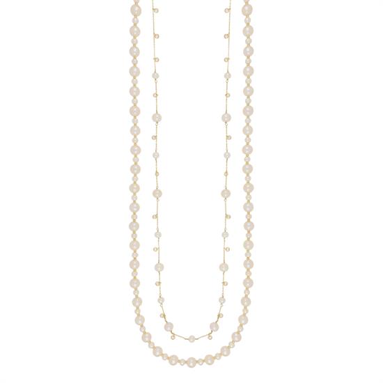 COLLANA PERLE FIUME E ZIRCONI IN ARGENTO 925°/°°