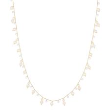 COLLANA PERLE DI FIUME LUNGA ZIRCONI PENDENTI ARGENTO 925°/°°