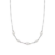 COLLANA ROLLO E PERLE OVALI DI FIUME IN ARGENTO 925°/°°