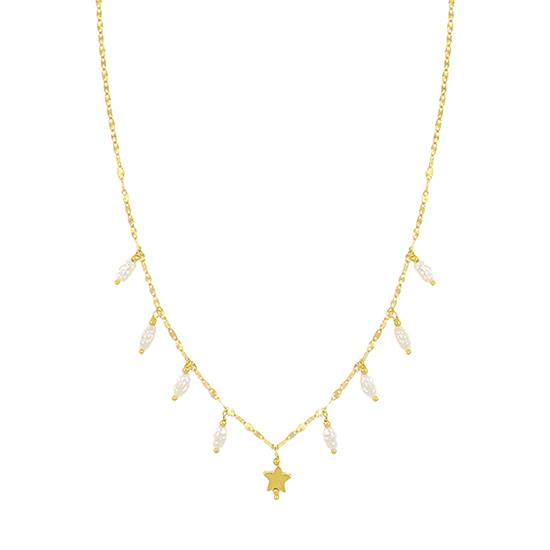 COLLANA OVALINA CON PERLE OVALINE E STELLINA IN ARGENTO 925°/°°
