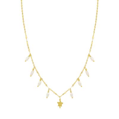 COLLANA OVALINA CON PERLE OVALINE E STELLINA IN ARGENTO 925°/°°