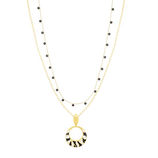 COLLANA SMALTO ZEBRA IN ARGENTO 925°/°°