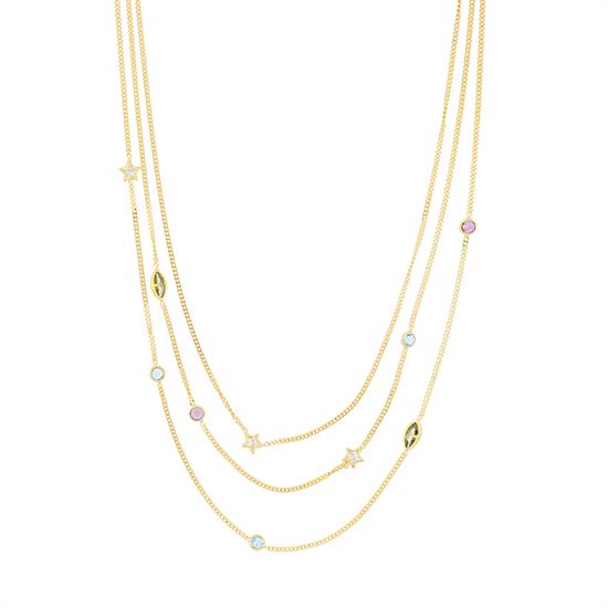 COLLANA TRE FILI ZIRCONI FORME IN ARGENTO 925°/°°