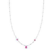 COLLANA CATENA CUBOTTI ZIRCONI TONDI E GOCCIA IN ARGENTO 925°/°°
