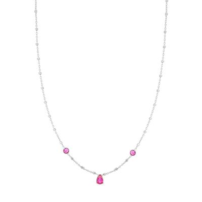 COLLANA CATENA CUBOTTI ZIRCONI TONDI E GOCCIA IN ARGENTO 925°/°°