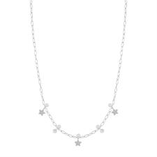 COLLANA CATENA OVALINE STELLE E ZIRCONE PERLINA ARGENTO 925°/°°