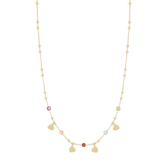 COLLANA PALLINI CUORI E ZIRCONI PASSANTI IN ARGENTO 925°/°°