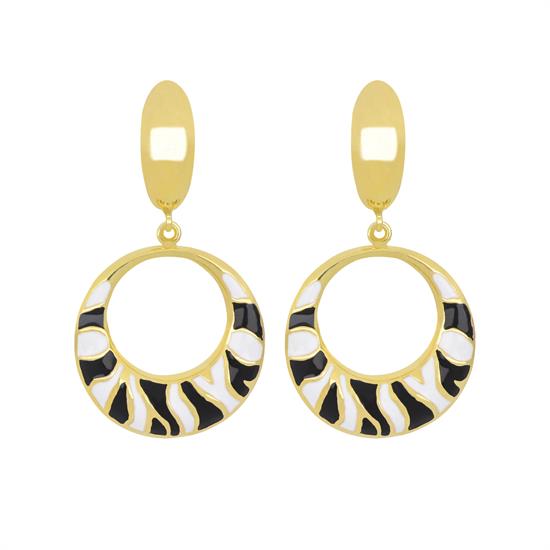 ORECCHINO sMALTO ZEBRA IN ARGENTO 925°/°°