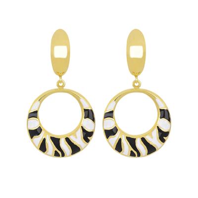 ORECCHINO sMALTO ZEBRA IN ARGENTO 925°/°°