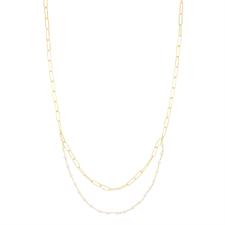 COLLANA OVALINE DOPPIO FILO E PERLINE IN ARGENTO 925°/°°