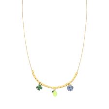 COLLANA CUBOTTI SATINATI E SOGGETTI CAPRI GLITTER IN ARGENTO 925°/°°