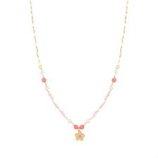 COLLANA PERLINE E PIETRINE CON MARGHERITA IN ARGENTO 925°/°°