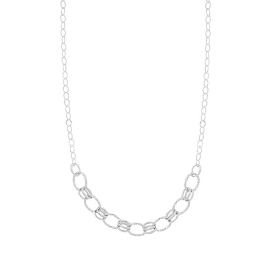 COLLANA MAGLIE LISCE E LAVORATE INTRECCIATE IN ARGENTO 925°/°°