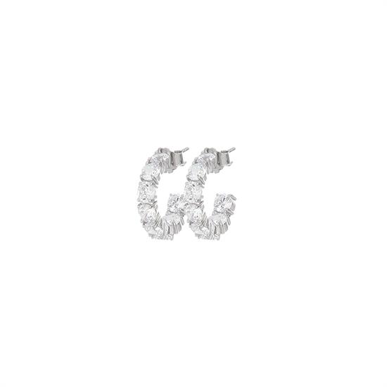 ORECCHINO CREOLA ZIRCONI 5MM DENTRO E FUORI IN ARGENTO 925°/°°