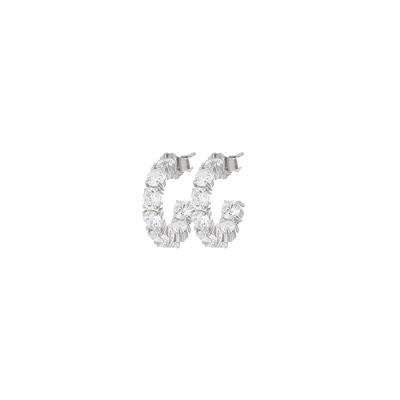 ORECCHINO CREOLA ZIRCONI 5MM DENTRO E FUORI IN ARGENTO 925°/°°
