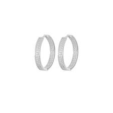 ORECCHINO SCATTINO 20MM 2 GIRI DI  ZIRCONI IN ARGENTO 925°/°°