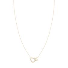 COLLANA DOPPIO CUORE LISCIO E ZIRCONATO IN ARGENTO 925°/°°