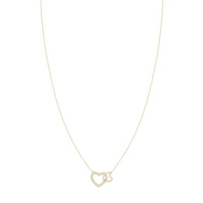 COLLANA DOPPIO CUORE LISCIO E ZIRCONATO IN ARGENTO 925°/°°