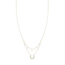 COLLANA DOPPIO FILO TONDO ZIRCONATO E PENDENTI ARGENTO 925°/°°