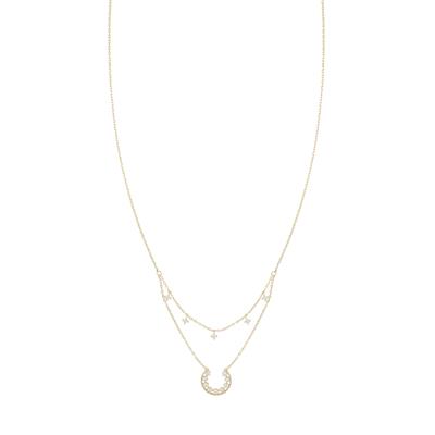 COLLANA DOPPIO FILO TONDO ZIRCONATO E PENDENTI ARGENTO 925°/°°