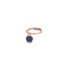 ANELLO CAMPANELLA MINI ROSE' ZIRCONI DARK BLUE IN ARGENTO 925°/°°
