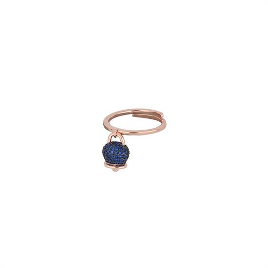 ANELLO CAMPANELLA MINI ROSE' ZIRCONI DARK BLUE IN ARGENTO 925°/°°