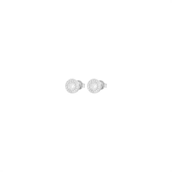 ORECCHINO ROTONDO CON BORDO ZIRCONATO ARGENTO 925°/°°