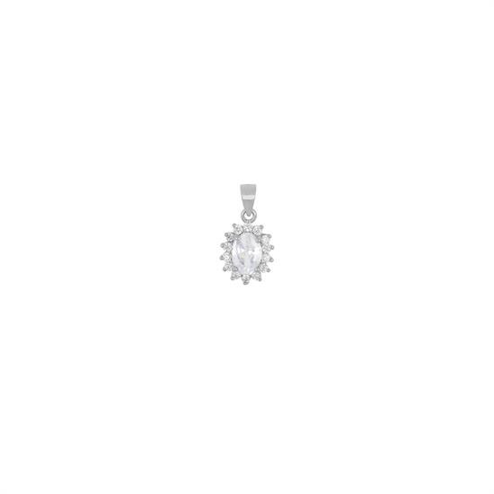 PENDENTE OVALE ZIRCONATO IN ARGENTO 925°/°°