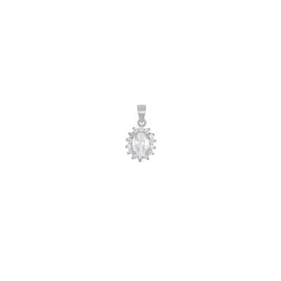 PENDENTE OVALE ZIRCONATO IN ARGENTO 925°/°°