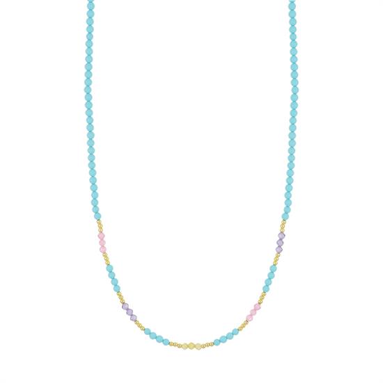 COLLANA CON P.TURCHESE SPINELLO ROSA LAVANDA ARGENTO 925°/°°